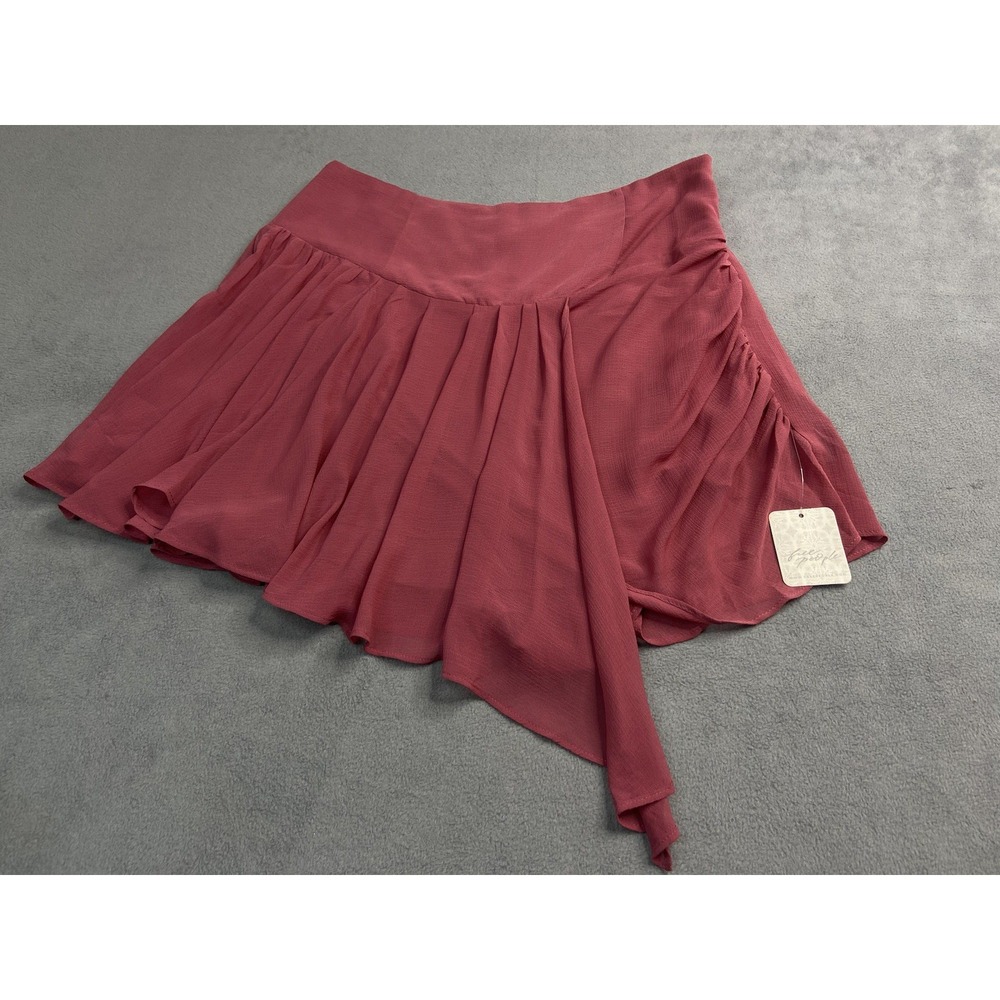 Free People Skirt 4 Tattered Romance Mini Asymmetrical Crimson Boho Festival